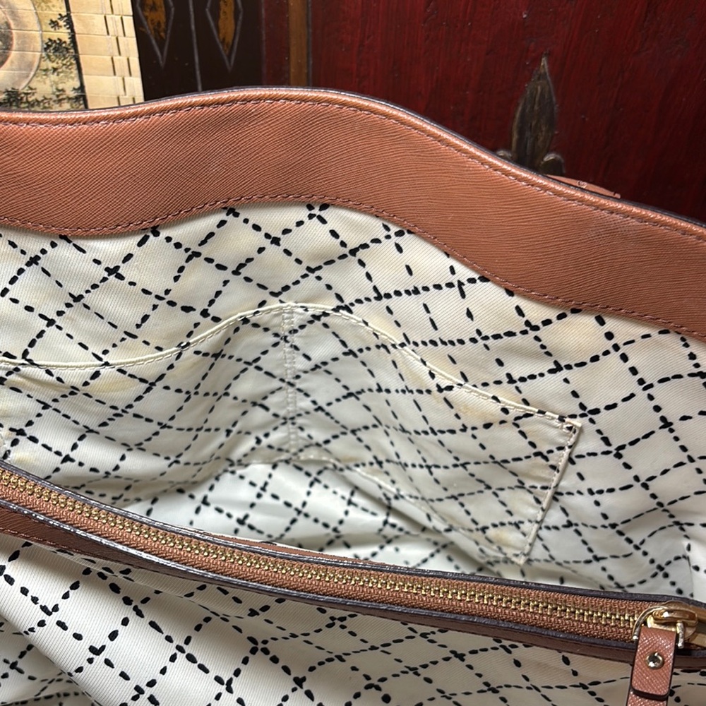 Kate Spade Tote Tan Dune Safiano Leather Ariel Structured Design and Dust Bag - Picture 13 of 17